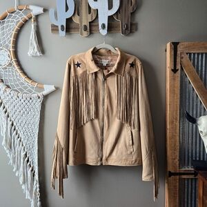 Idyllwind Miranda Lambert Fringe Star Patch Faux Suede Jacket